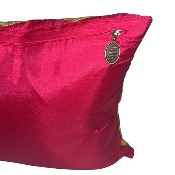 Pier One Pink Multi Colored Bohemian Detailed Throw Pillow Size 16x12 - Picture 6 of 11